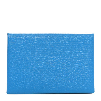 HERMES Chevre Mysore Verso Calvi Card Case Bleu Frida Cuivre