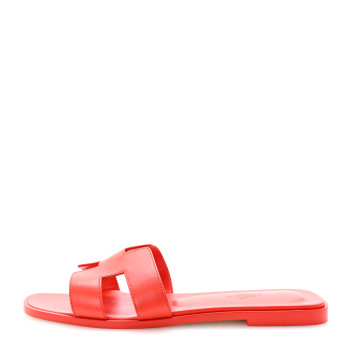 HERMES Box Calfskin Oran Sandals 39 Rouge Jaipur HERMES Box Calfskin Oran Sandals 39 Rouge Jaipur