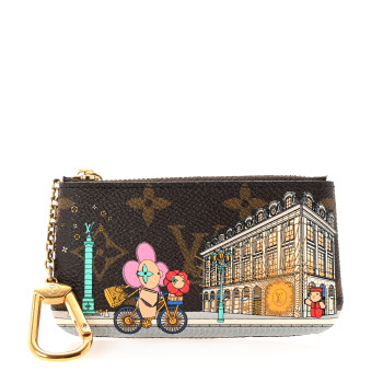 LOUIS VUITTON Monogram 2022 Christmas Animation Paris Key Pouch Pink