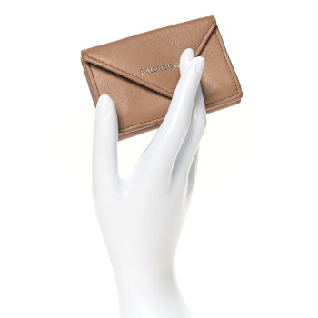 BALENCIAGA Smooth Calfskin Mini Papier Wallet Rose Des Sables