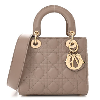 CHRISTIAN DIOR Lambskin Cannage Small My ABCDior Lady Dior Warm Taupe