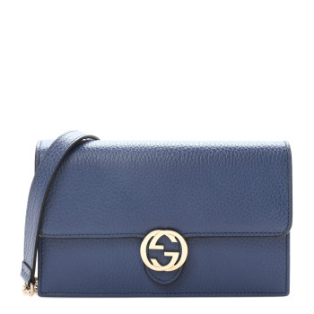 GUCCI Dollar Calfskin Interlocking G Chain Wallet  Caspian