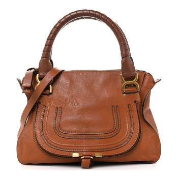 CHLOE Calfskin Medium Marcie Satchel Tan
