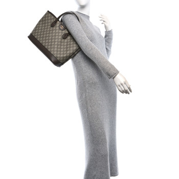 GUCCI GG Supreme Monogram Textured Calfskin Small Ophidia Tote Beige Ebony