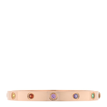 CARTIER 18K Pink Gold Sapphire Garnet Amethyst LOVE Bracelet 16