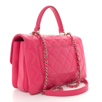 CHANEL Lambskin Quilted Medium Trendy CC Flap Dual Handle Bag Dark Pink
