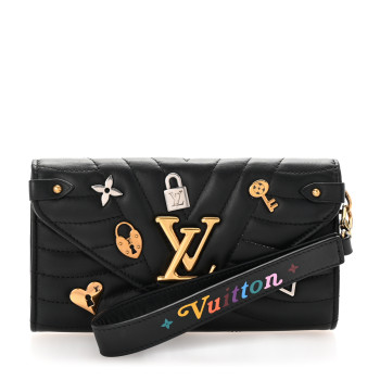 LOUIS VUITTON Calfskin New Wave Long Wallet Black