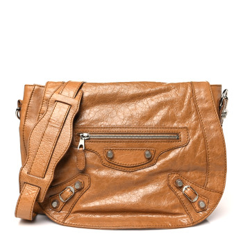 BALENCIAGA Agneau Giant 12 Rose Gold Hardware Neo Folk Messenger Cumin