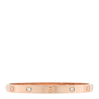CARTIER 18K Pink Gold 4 Diamond LOVE Bracelet 19