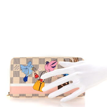 LOUIS VUITTON Damier Azur 2018 Christmas Animation Zippy Wallet