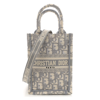 CHRISTIAN DIOR Oblique Mini Book Tote Phone Bag Grey