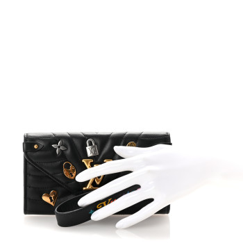 LOUIS VUITTON Calfskin New Wave Long Wallet Black