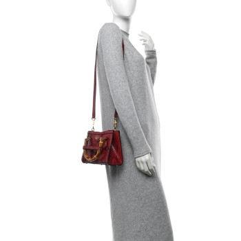 GUCCI Snakeskin Mini Diana Tote Bag Red