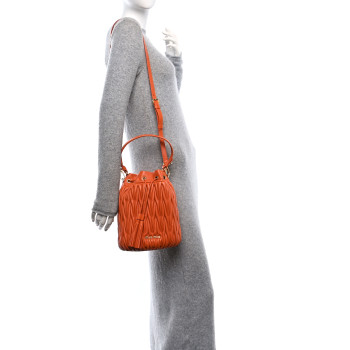 MIU MIU Nappa Matelasse Small Bucket Bag Papaya