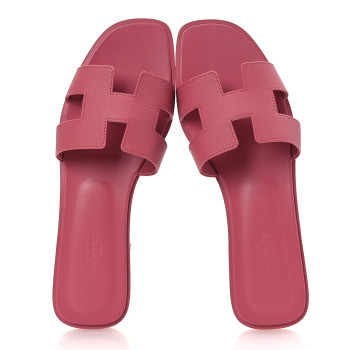 HERMES Epsom Oran Sandals 40 Rose De Venise