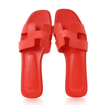 HERMES Box Calfskin Oran Sandals 39 Rouge Jaipur HERMES Box Calfskin Oran Sandals 39 Rouge Jaipur