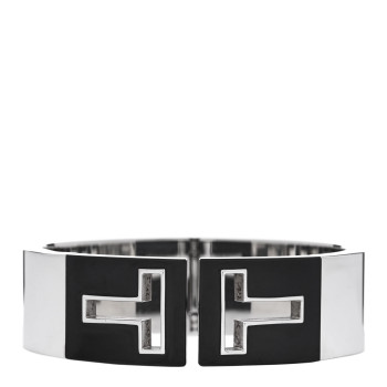 TIFFANY Sterling Silver Black Ceramic T Cutout Cuff Bracelet