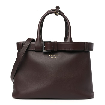 PRADA Soft Grained Calfskin Vitello Daino Small Buckle Bag Brown