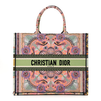 CHRISTIAN DIOR Canvas Embroidered Large In Lights Book Tote Multicolor