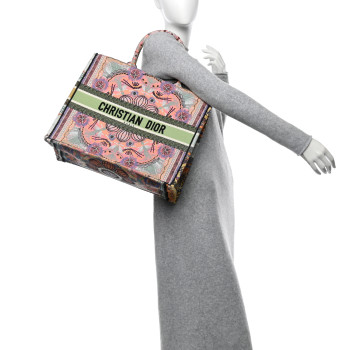 CHRISTIAN DIOR Canvas Embroidered Large In Lights Book Tote Multicolor