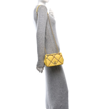 CHANEL Lambskin Small Entwined Chain Flap Yellow Multicolor