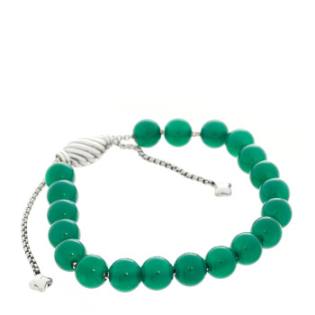 DAVID YURMAN Sterling Silver Green Onyx 8mm Spiritual Beads Bracelet