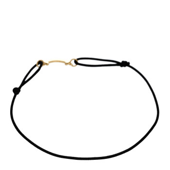TIFFANY 18K Yellow Gold Mini T Smile Cord Bracelet Black