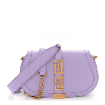 VERSACE Calfskin Medium Greca Goddess Shoulder Bag Baby Violet