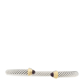 DAVID YURMAN Sterling Silver 14K Yellow Gold Amethyst 5mm Cable Classics Petite Color Bracelet