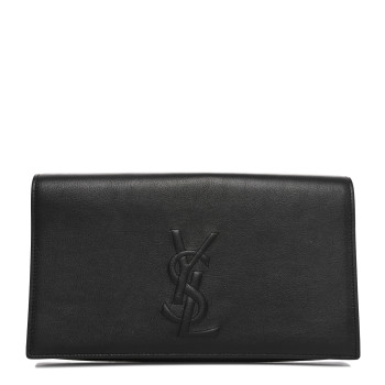 SAINT LAURENT Goatskin Monogram Large Belle De Jour Clutch Black