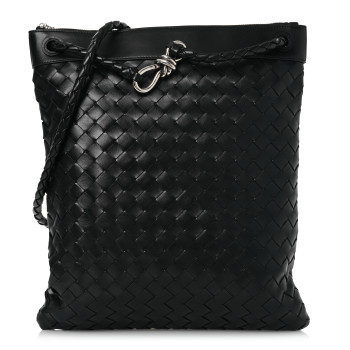 BOTTEGA VENETA Nappa Intrecciato Andiamo Flat Messenger Black