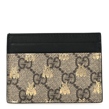 GUCCI GG Supreme Monogram Bees Card Holder Black
