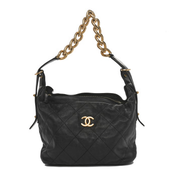 CHANEL Calfskin Quilted Daily Hobo Black