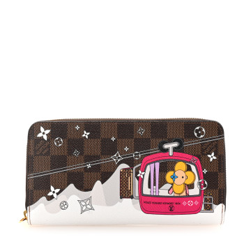 LOUIS VUITTON Damier Ebene 2019 Christmas Animation Zippy Wallet