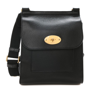 MULBERRY Natural Grain Calfskin Antony Messenger Crossbody Black