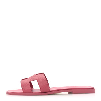 HERMES Epsom Oran Sandals 40 Rose De Venise