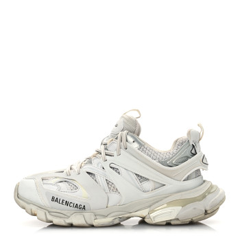 BALENCIAGA Rubber Mesh Fabric Monocolor Recycled Sole Womens Track Sneakers 38 White