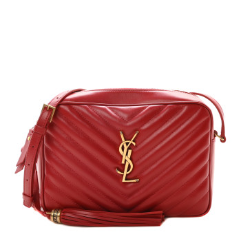 SAINT LAURENT Calfskin Matelasse Monogram Lou Camera Bag Eros Red