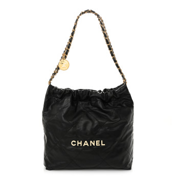 CHANEL Calfskin Quilted Small Chanel 22 Black