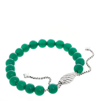 DAVID YURMAN Sterling Silver Green Onyx 8mm Spiritual Beads Bracelet