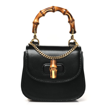 GUCCI Boarded Dyana Lux Nano Bamboo 1947 Top Handle Chain Bag Black