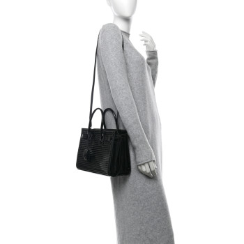 SAINT LAURENT Ribbed Patent Calfskin Baby Sac De Jour Black