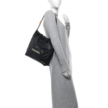 CHANEL Calfskin Quilted Small Chanel 22 Black