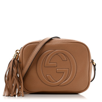 GUCCI Pebbled Calfskin Small Soho Disco Bag Camelia