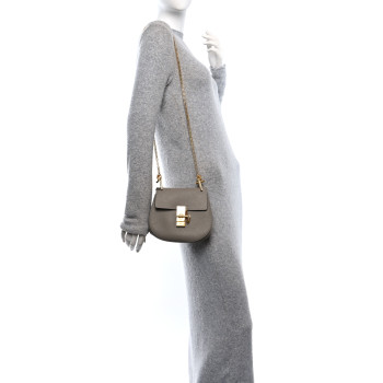 CHLOE Grained Lambskin Mini Drew Shoulder Bag Motty Grey