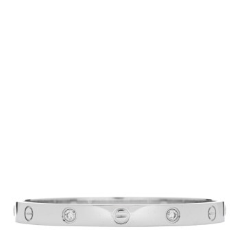 CARTIER 18K White Gold 4 Diamond LOVE Bracelet 17