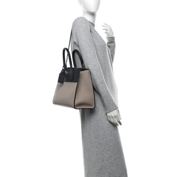 LOUIS VUITTON Taurillon City Steamer MM Black Beige