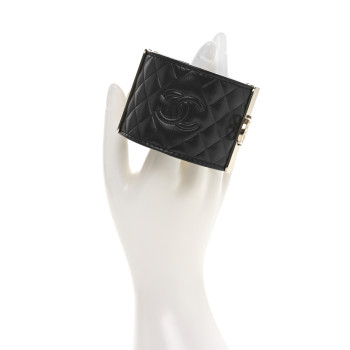 CHANEL Calfskin Quilted CC Wide Cuff M Black