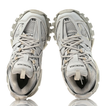 BALENCIAGA Rubber Mesh Fabric Monocolor Recycled Sole Womens Track Sneakers 38 White