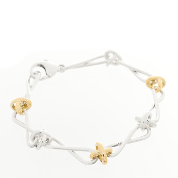 TIFFANY Sterling Silver 18K Yellow Gold Paloma Picasso Twirl Link Bracelet